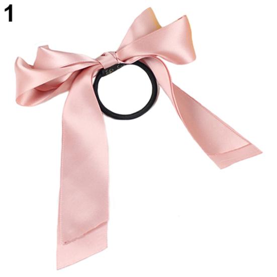 Sweet Women Fashion Satin Ribbon Bow Hair Band Rope Scrunchie Ponytail Holder