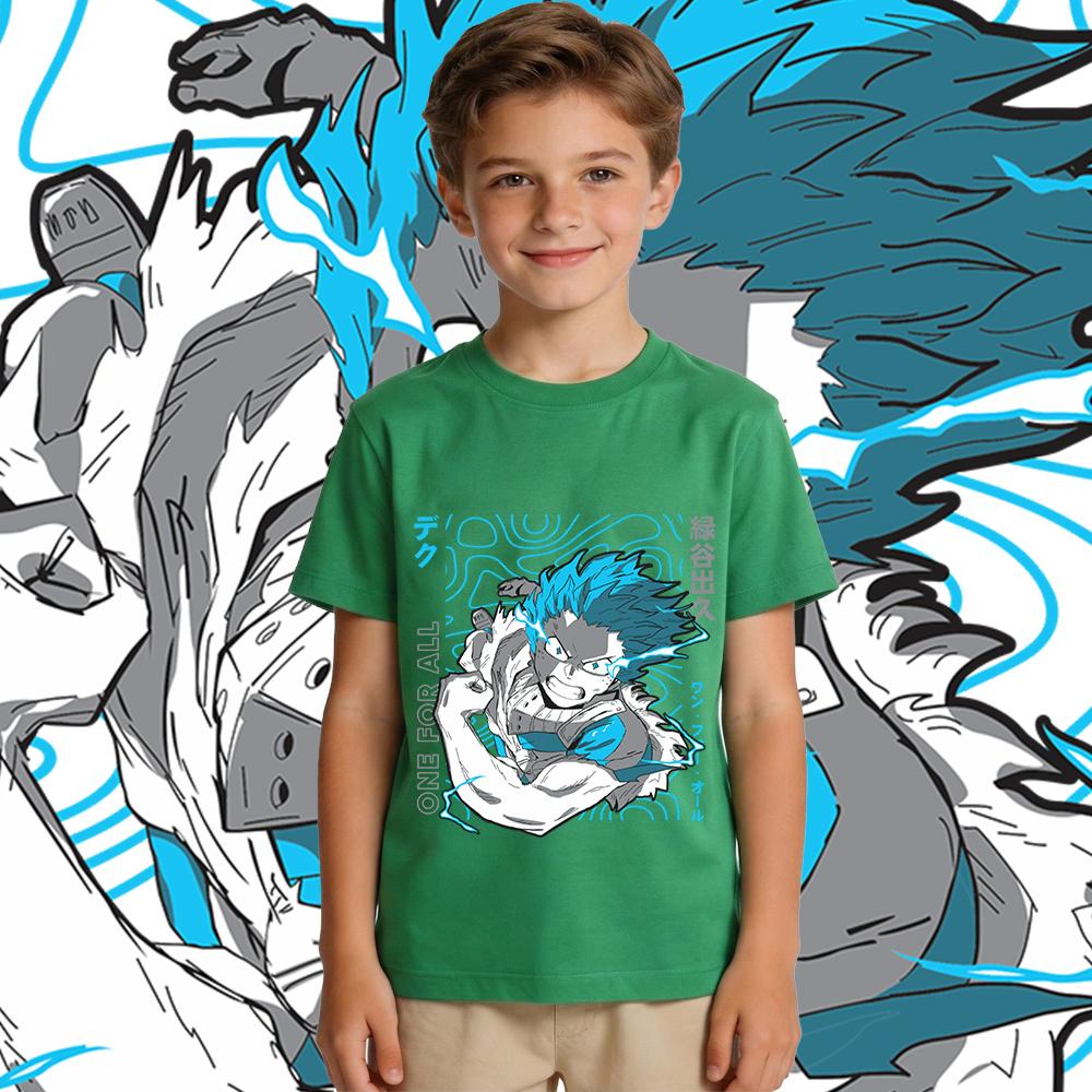 My Hero Academia Midoriya Anime Print Kids Cotton T Shirt Boys Girls Casual Summer Top