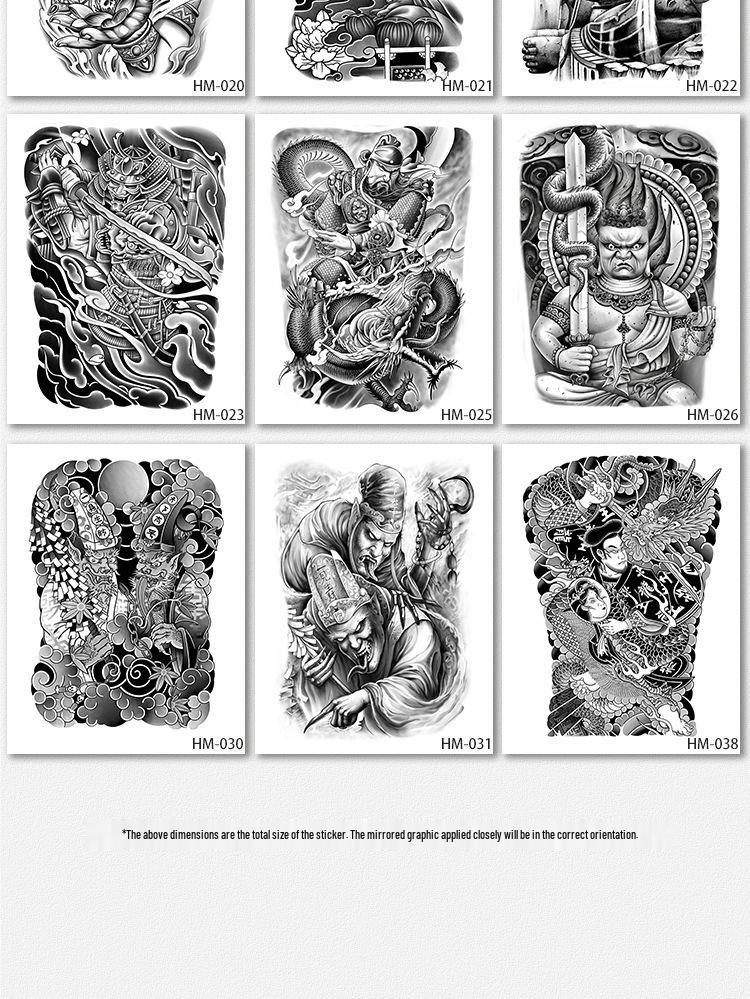 Wasserdichter semi-permanenter Vollrücken-Kräuter-Tattoo-Aufkleber - Langlebiges, realistisches Design für Männer und Frauen