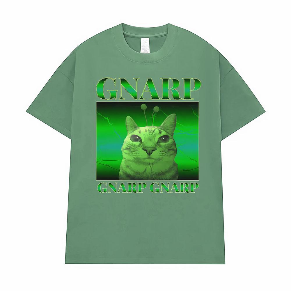 Silly Alien Graphic Gnarp Cat Meme Print T-Shirt Men's Clothing Y2K Vintage Classic T Shirt Unisex Short Sleeve Oversized TShirt