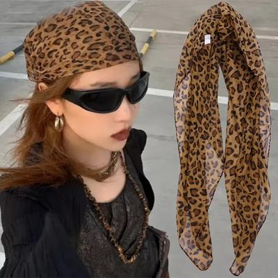 Retro Leopard Print Square Scarf for Women Girls Silk Scarf High Quality Comfortable Fashion Headscarf Floral Satin Fabric Scarf