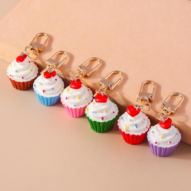 Lovely 3D Simulated Fruit Cake Keychain Food Keyring Pendants for Women Girls Handbag Decor DIY Kid's Jewelry Gifts