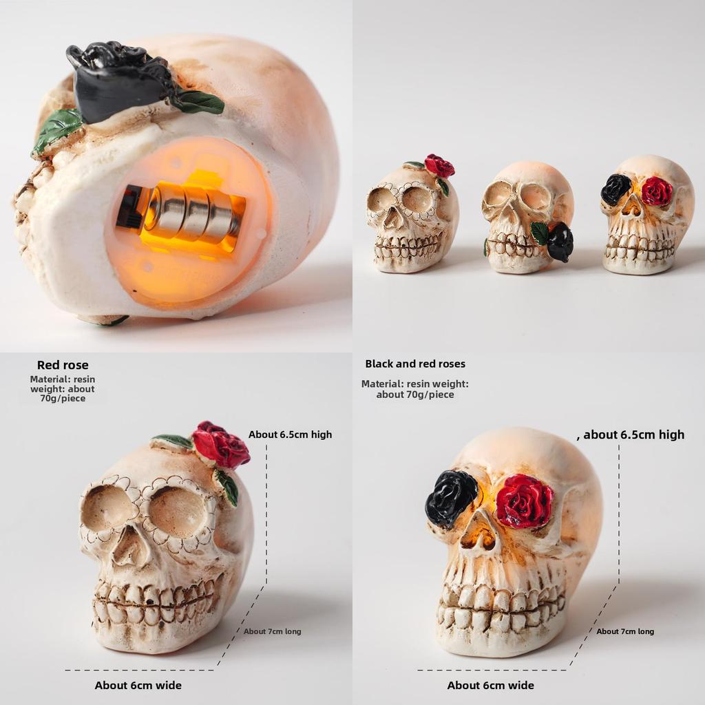 Halloween Skelettkopf LED Deko mit Harzmaterial für Spukhaus- und Partyumgebungen