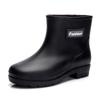 Rain shoes women wear short tube flat non-slip water shoes flat rain boots warm short rubber shoes
