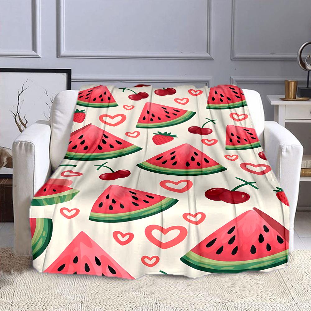 "Watermelon, Cherry, and Strawberry Pattern" Patterned flannel blanket perfect for the bedroom living room, sofa, or a little nap