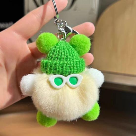 Yousheng Keychain Plush Rabbit Fur Cartoon Doll Shape Bag Charm Car Keychain Decorative Accessory Emotional Support Gift