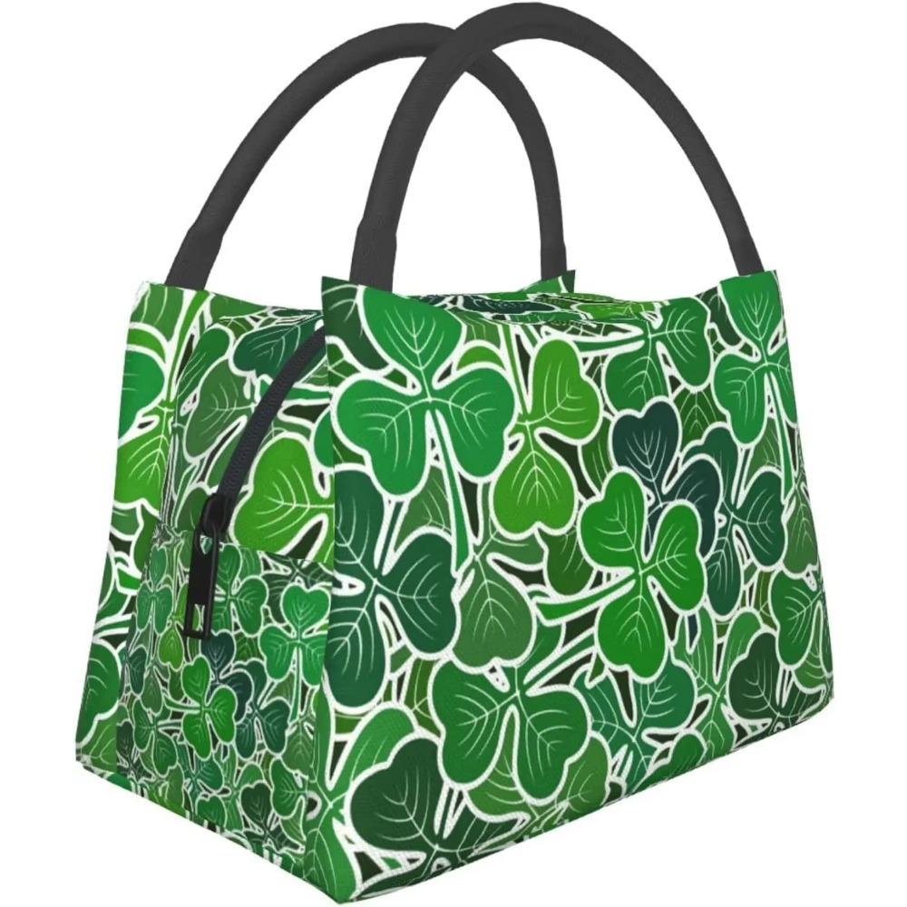 

улица. Патрикс Зеленый Принт Трилистников Термосумка для Ланча Пляжная Сумка Женская Портативная Изолированная Ланч-бокс для Пикника Рыбалки Работы Путешествий 28x17x16CM зелёный