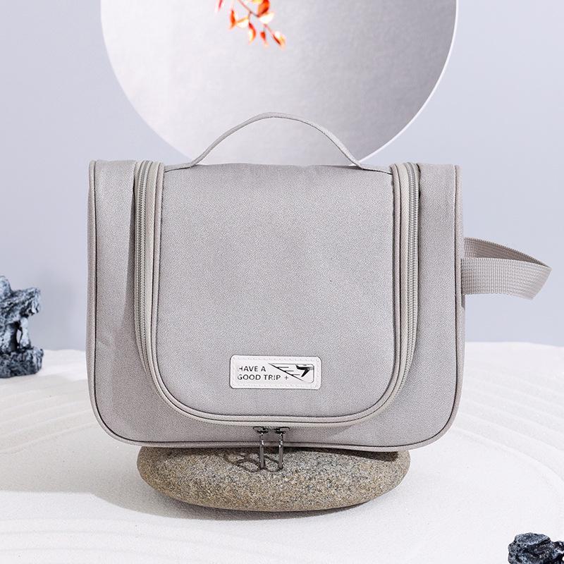 

Большая портативная дорожная косметичка с крючком для туалетных принадлежностей серый