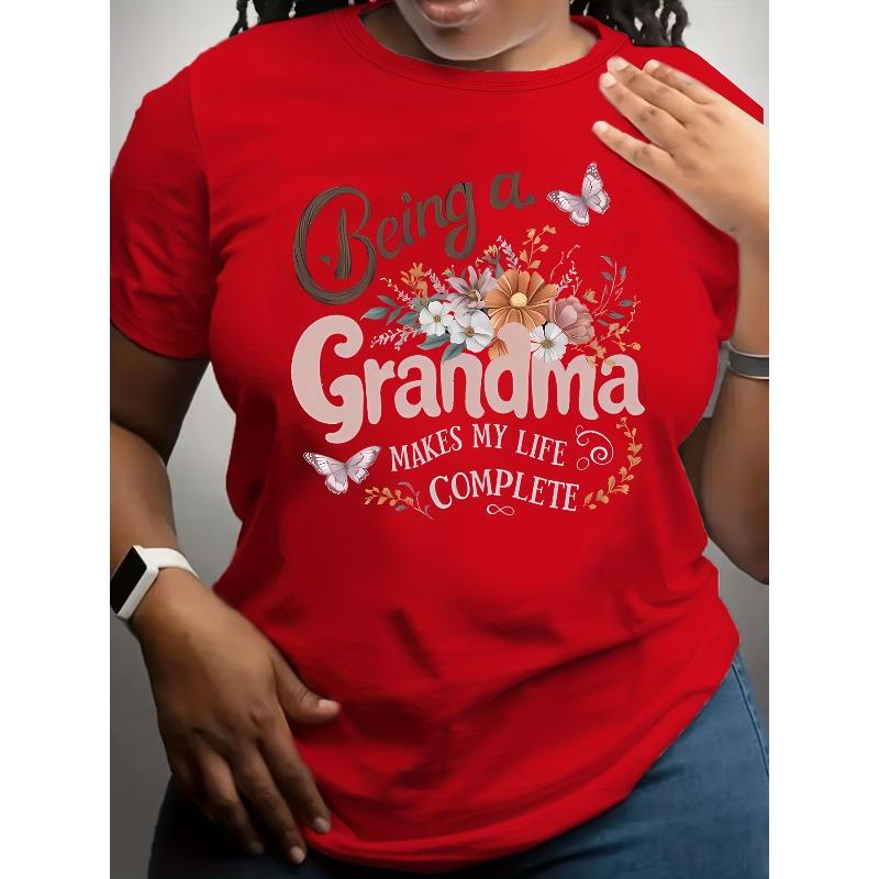 Großgröße, lässiger Crewneck Pullover T-Shirt in Übergröße mit dem Aufdruck „Bald Oma“ und anderen Buchstabendruck-Elementen