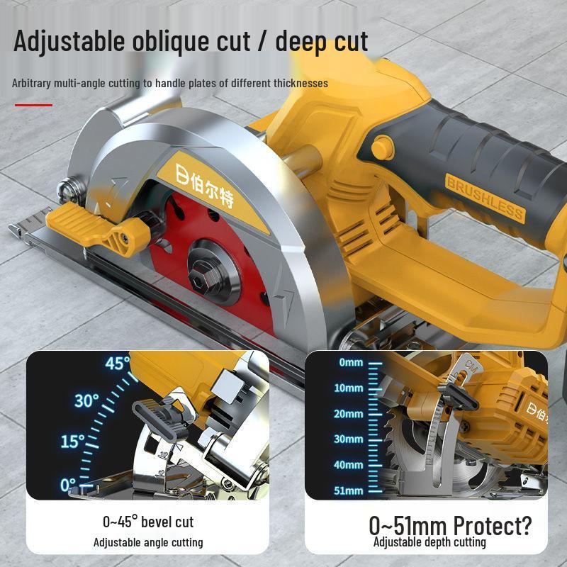 5.5" Brushless Lithium-Ion Circular Saw and Marble Cutter, Rechargeable & Multifunctional for Woodworking
