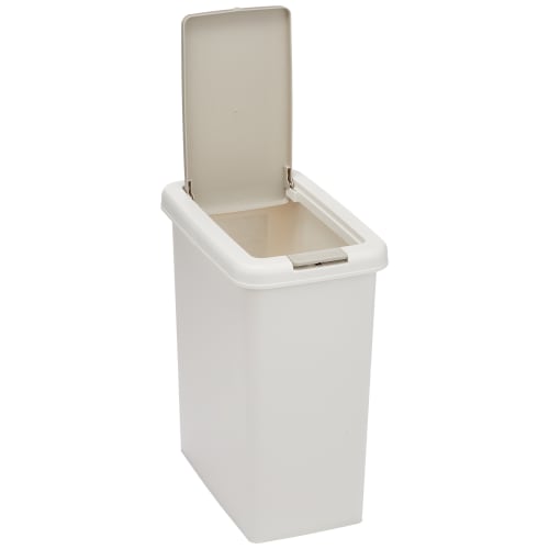 Sanko Plastic Slim Push Trash Can, 26.5L, Light Gray, Made in Japan