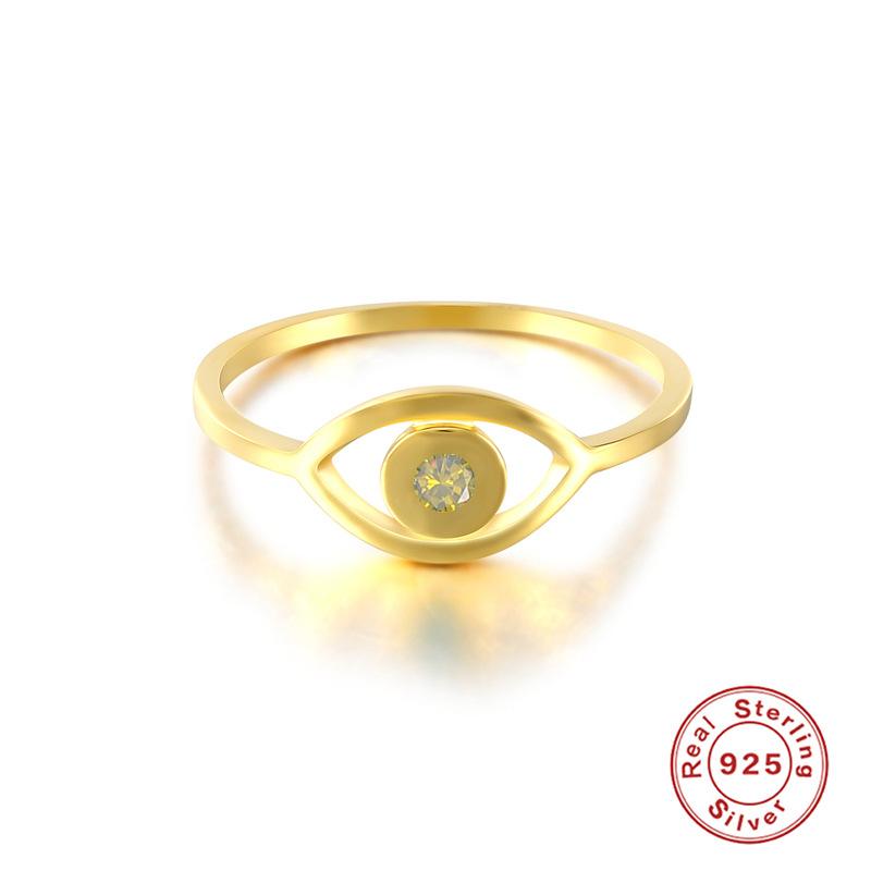 Light Luxury S925 Sterling Silver Evil Eye Zircon Turquoise Ring Multi-Size Ring Ring Tail Ring Size 7 #7