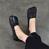 Johnature Retro Flache Schuhe mit weicher Sohle Eckige Spitze Echtes Leder Vielseitige Damen Slipper