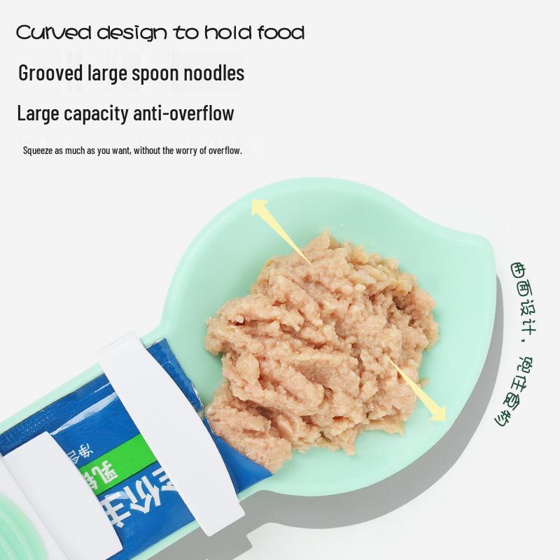 Cross-Border Macaron Cat Strip Feeder with Washable Plastic Squeeze Spoon