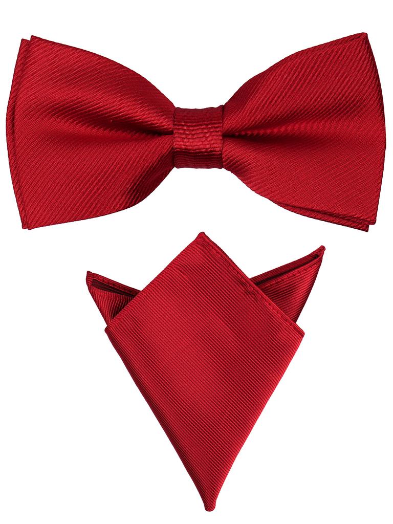 Bow Ties For Men Pre-tied Butterfly Knot Bowtie Hanky Set Solid Color Bow Tie Handkerchief For Adult Male Wedding Gift