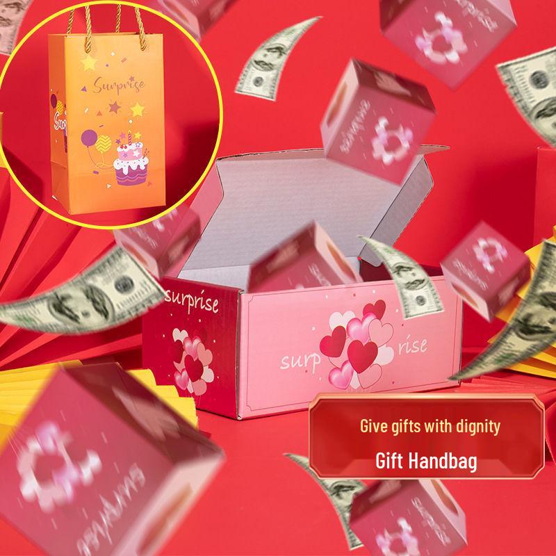 Douyin-Inspired Surprise Pop-up Red Envelope Box - Birthday & Valentine's Day Gift with Festive Hot Stamping