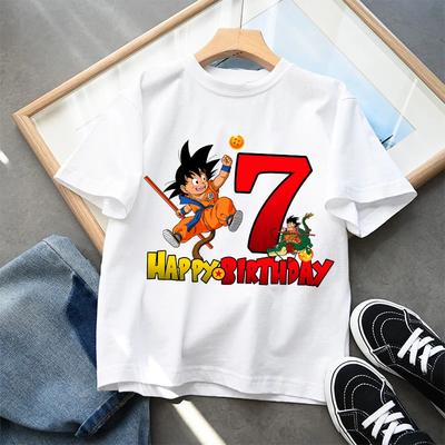 Dragon Ball Goku T Shirt Summer White Children Short Sleeves Cotton Clothes Cartoon Anime Kids Kawaii Cute Gifts Breathable Soft