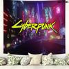 Cyberpunk 2077 Wall Tapestry Aesthetic Wall Hanging Printed Fabric Blanket Decorative Tapestries for Bedroom Living Room Home Decor