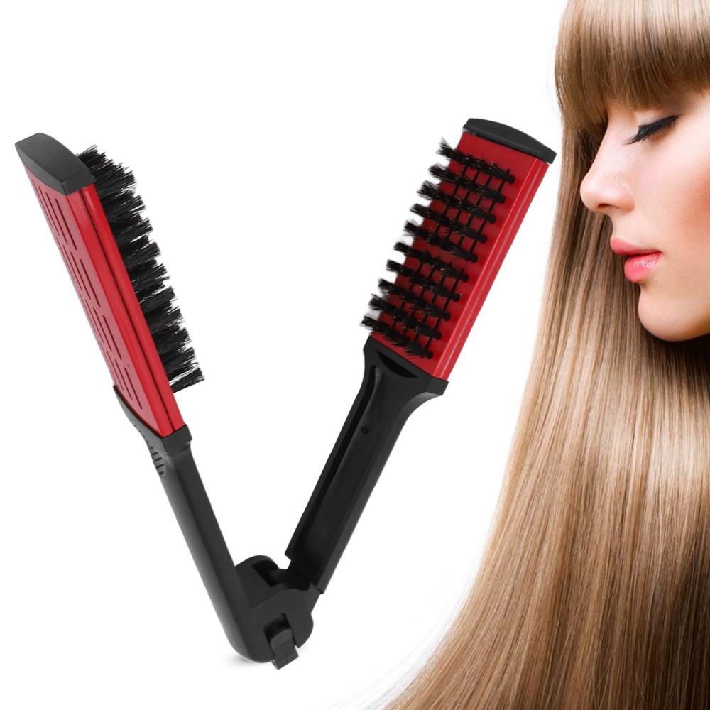 Anti Static Hair Straightener Brush Hollow Breathable Design Double Sided Brush  For Home