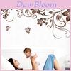 Butterfly Vine Flower Vinyl Wall Art Stickers With Elegant Modern Design For Living Room Decor