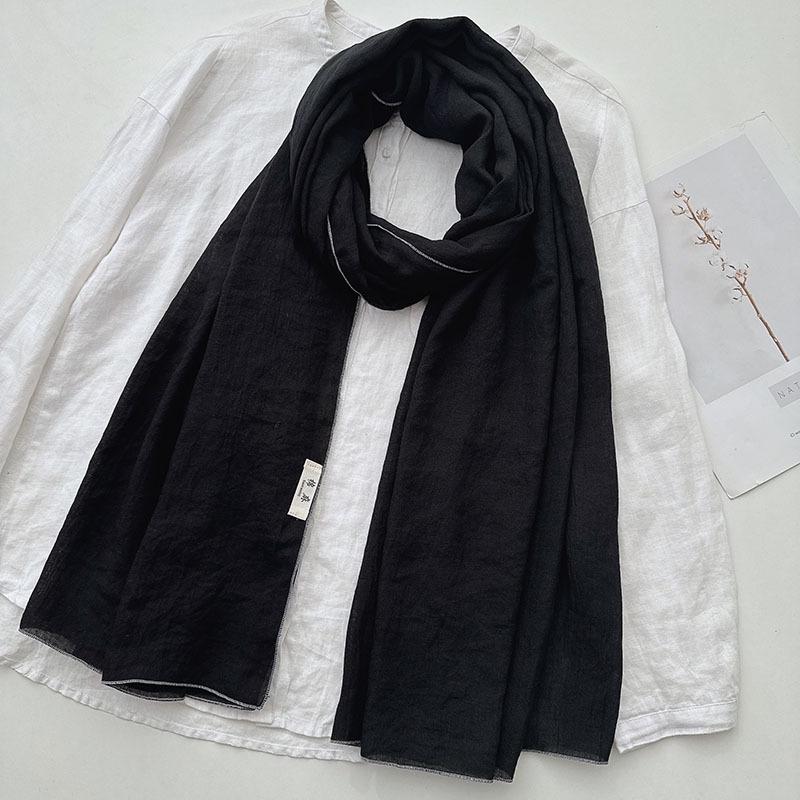 Japan and Korea Elegant Solid Color Cotton and Linen Extended Scarf Women's Soft Skin-friendly Casual Outer Autumn Shawl