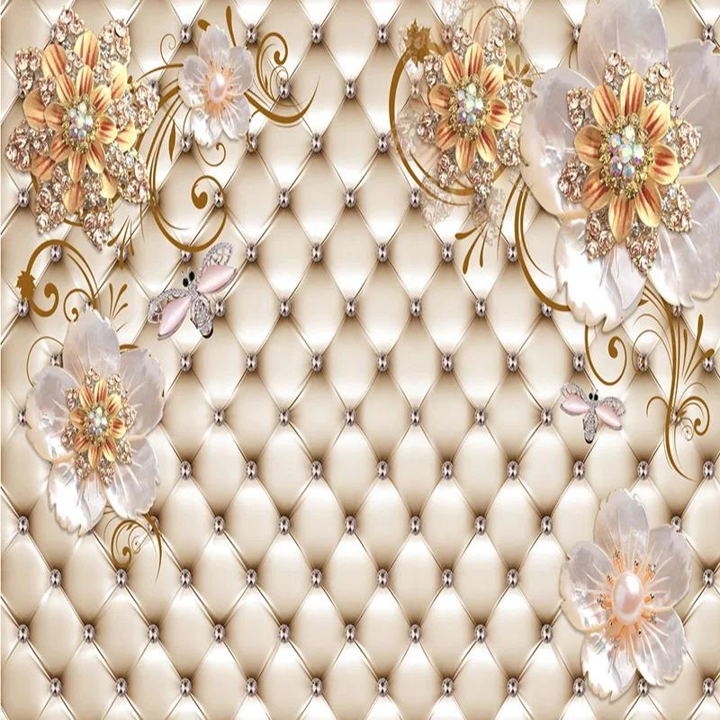 European Style 3d Wallpaper Crystal Flower Photo Wall Mural Living Room Theme Hotel Luxury Wall Murals Decor