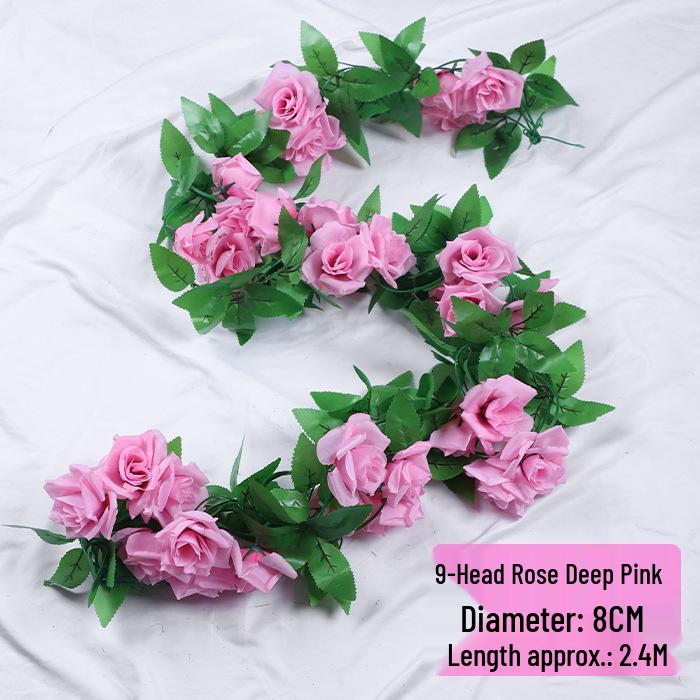 Rosa artificial para decorar la sala de estar, cubrir el conducto de aire y guirnalda de flores de plástico.