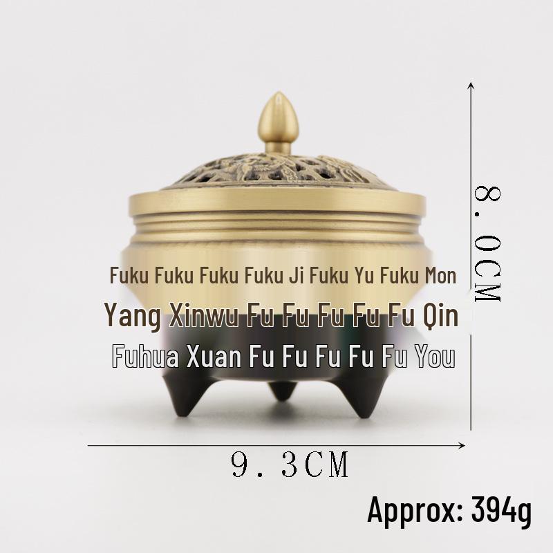Brass Three-Legged Incense Burner: Antique Zen Sandalwood Ornament for Indoor Tea Ceremony.