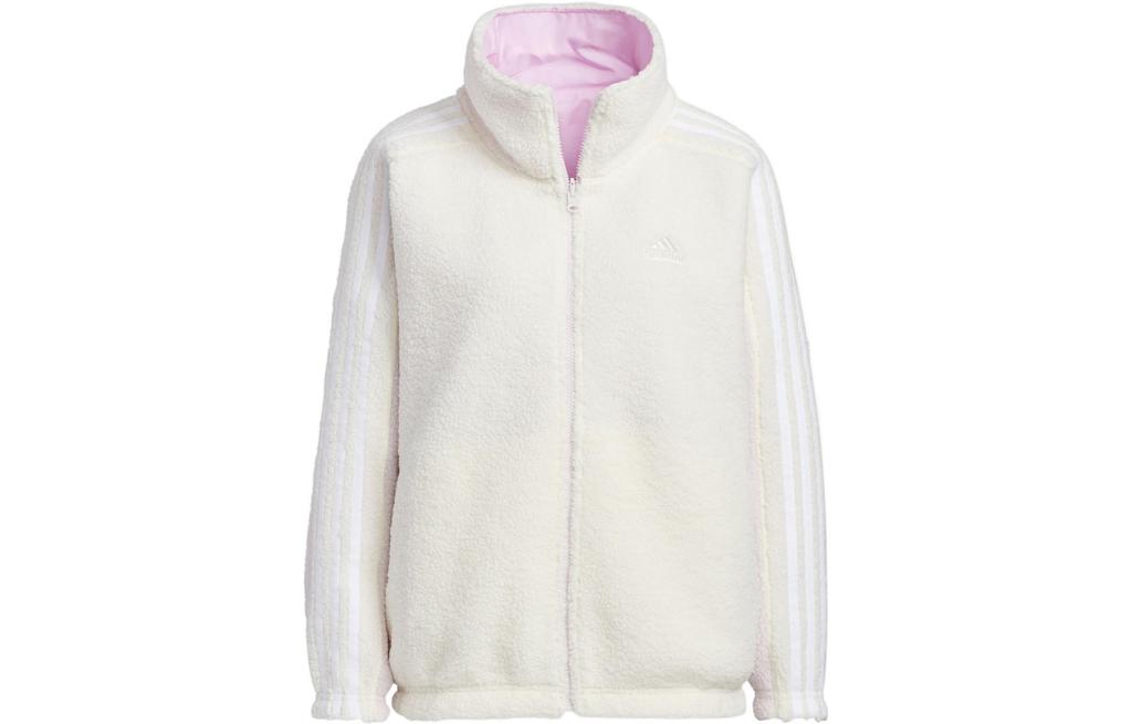 Adidas Velvet Jackets Women's Pink White Stand Collar Moderate HM7111
