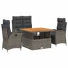 VidaXL Garden Dining Set with Cushions 4 Pcs, Patio Table, Patio Furniture, Outdoor Furniture, Grey 3277465