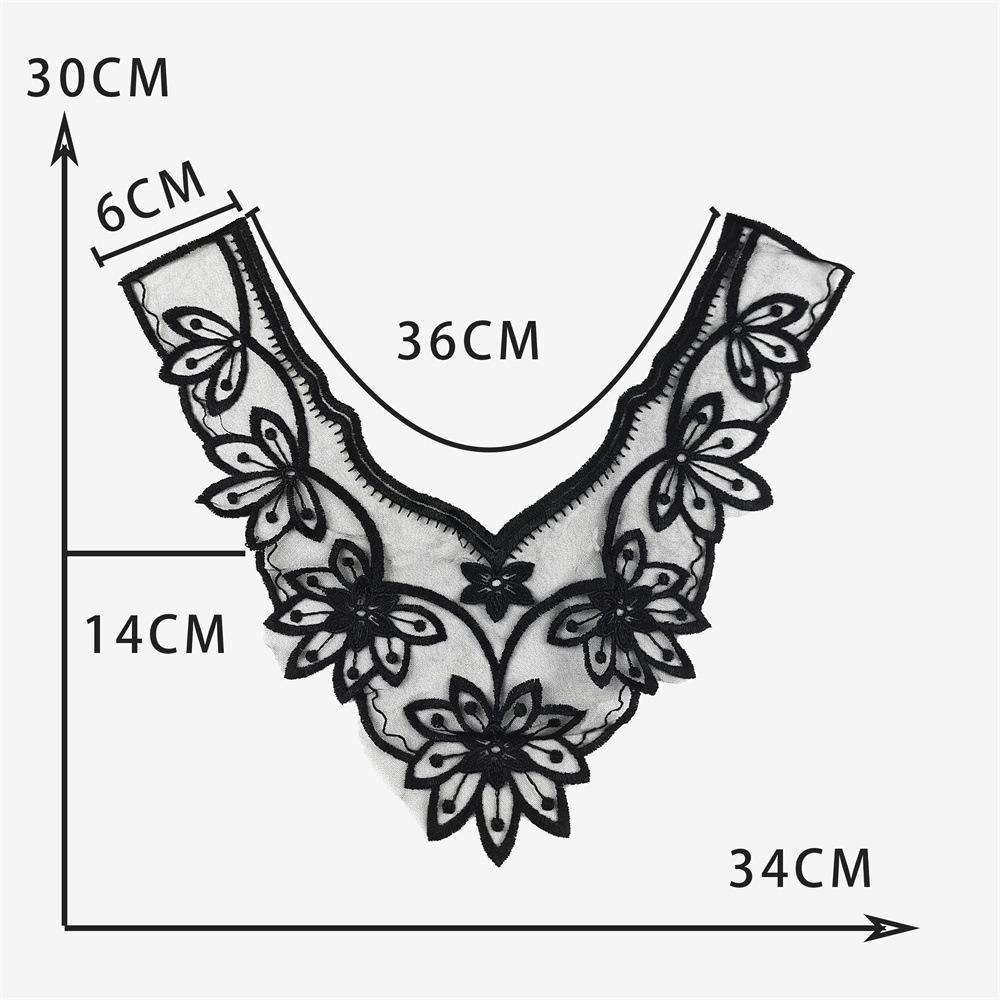 Black And White Organza Embroidery Collar Lace Mesh Lace Diy Sewing Decoration With Clothing Accessories