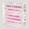 Pink & Clear Motivational Office Decoration with Self-Esteem Quotes, Acrylic Mental Health Desk Sign for Women & Men, Birthday/ Workplace Gifts, Nu