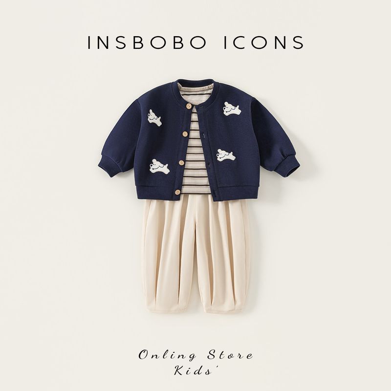 Insbobo Baby Suit 2026 Spring New Style Baby Boy Stylish Cardigan Three-Piece Set Baby Spring and Autumn Clothes Tibetan youth 73