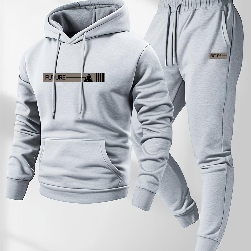 Heren tweestukken set casual hoodie met lange mouwen en sportbroek outfit geschikt voor winter en herfst Sportoutfit