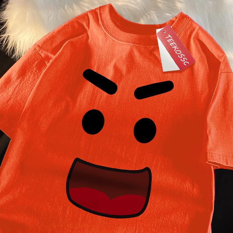 

Счастливый мультяшный принт с улыбкой в японском стиле Мужская Женская футболка Модная футболка оверсайз Высококачественные хлопковые футболки Хип-хоп топы S
