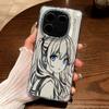 Anime Girl Line Art TPU Phone Case For IPhone 15 14 13 12 11 Pro Max X XR XS 8 7 Plus, Clear Shockproof Protective Cover
