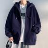 Solid-color Sweatshirt Jacket Men's Simple and Trendy Jacket Women's Spring and Autumn Hooded Jacket Loose and Casual Cardigan Top