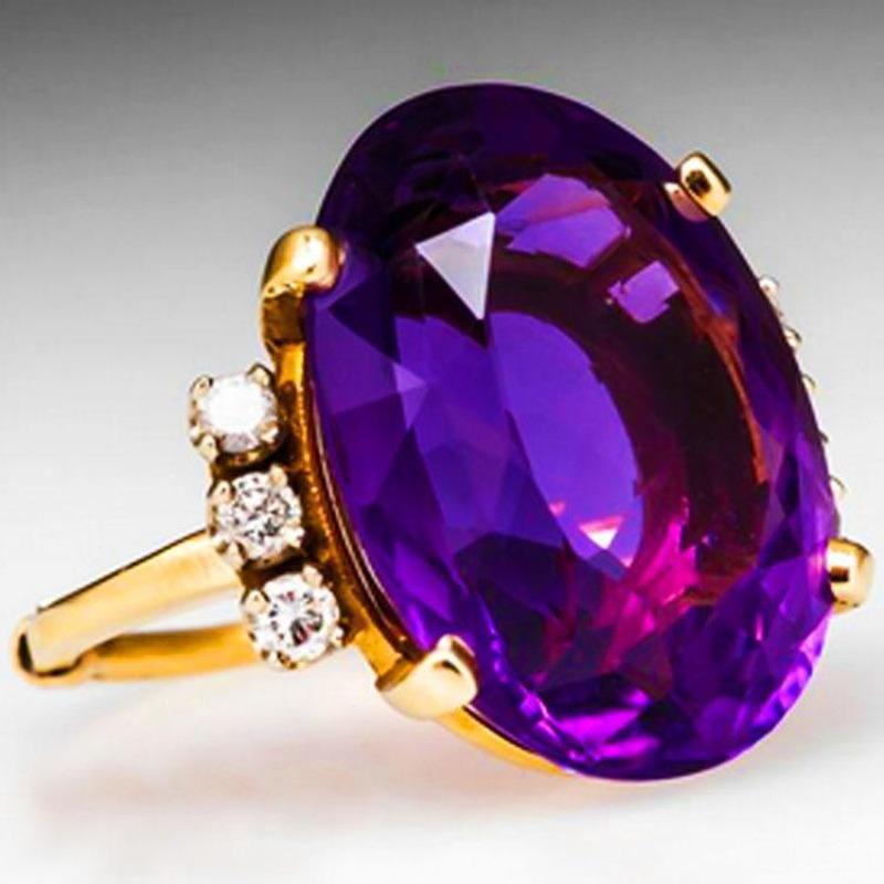 

Jewelry, Vintage Purple Patorite Set, Classic Four-Claw Zircon Ring With Diamonds no. 11
