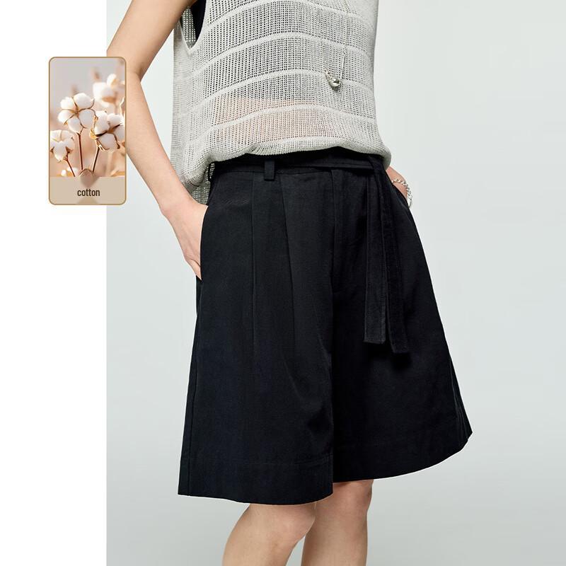 Women s Cotton Blend Wide-Leg Casual Shorts L чёрный
