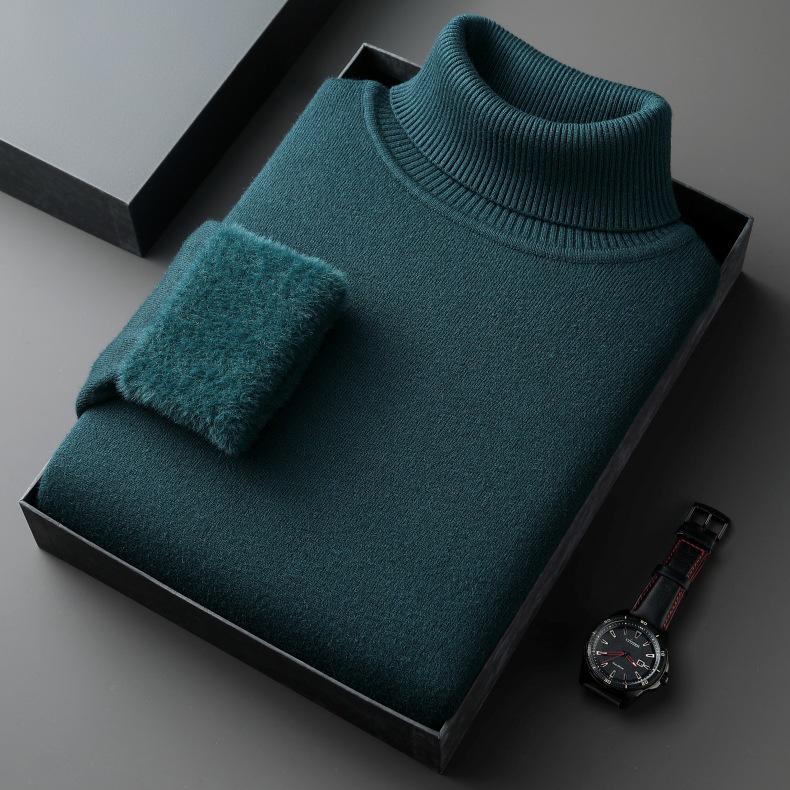 Autumn/Winter 2025 Men's High-Neck Wool Blend Plush-Lined Sweater