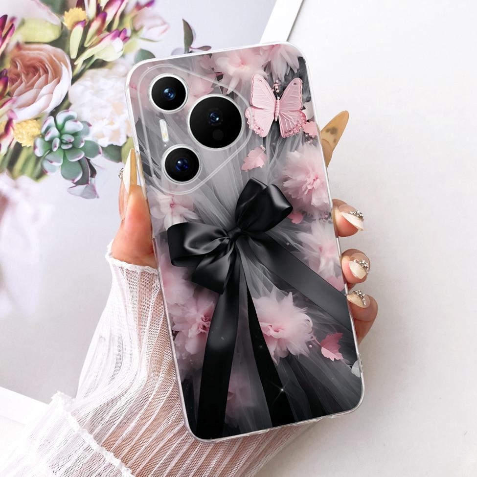 For Huawei Pura 70 Clear Case Aesthetic Luxury Cute Fashion Flowers Funny Painted Casing For Huawei ADY-LX9 ADY-AL00