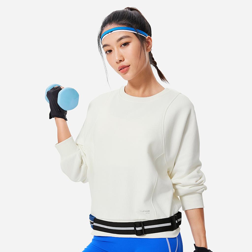 Li Ning Fitness Series Moisture Wicking Thermal Solid Color Round Neck Comfortable Breathable Fleece Warm Dopamine Casual Sweatshirt AWDU556-4