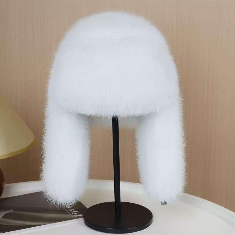 Cappello invernale coreano da donna in peluche Lei Feng - Berretto spesso, alla moda e antifreddo per la protezione delle orecchie, perfetto per lo sci