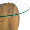 Modern Minimalist Tempered Glass Coffee Table, Multi-Layered MDF Base, Natural Wood Texture