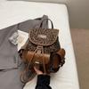 Leopard Print Trendy Cool Backpack Women's Autumn New Retro Fashion Hand Carry Small Backpack Commuting