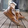 Men Handmade Casual Hiking Boots Outdoor Brown High Top Wide Palm Driving Shoes Large Size