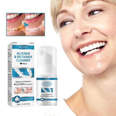 Limpiador de dentaduras postizas de 30ml, Reduce la suciedad sensible, potencia de limpieza potente, blanqueamiento del aliento fresco, limpiador de espuma retenedor para eliminar manchas para el hogar