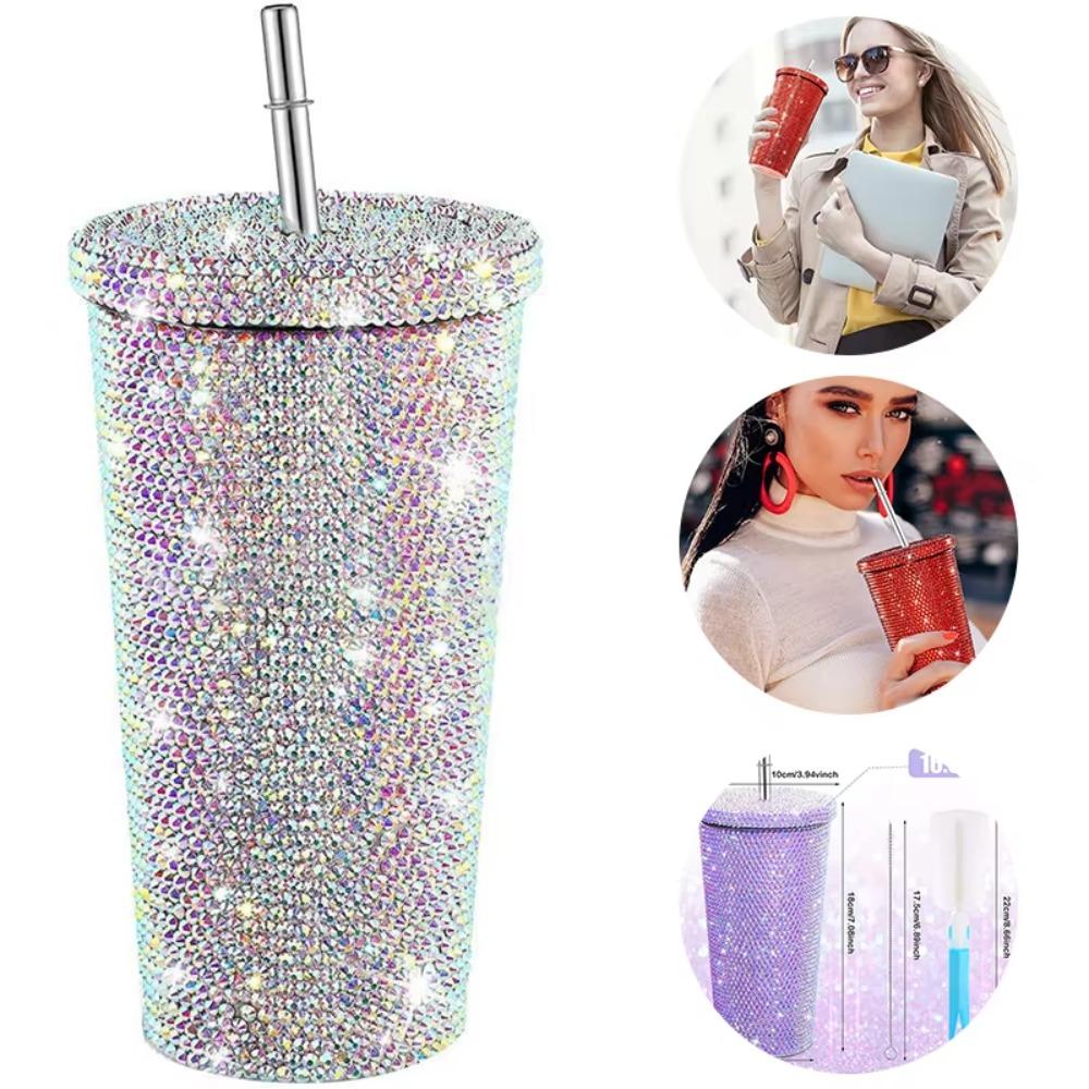 Insulated Glitter Coffee Cup 500ml/750ml Stainless Steel Water Bottle  Girl