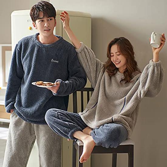 Matching Pajamas for Men and Long Couples Pajama Perfect for Perfect as a Gift for or Christmas D.IIZOO Women, Sleeve, Fall/Winter Set, Couples,