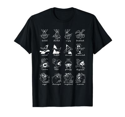 Sketch Bugs Daffy Marvin Taz Emotions T-shirt